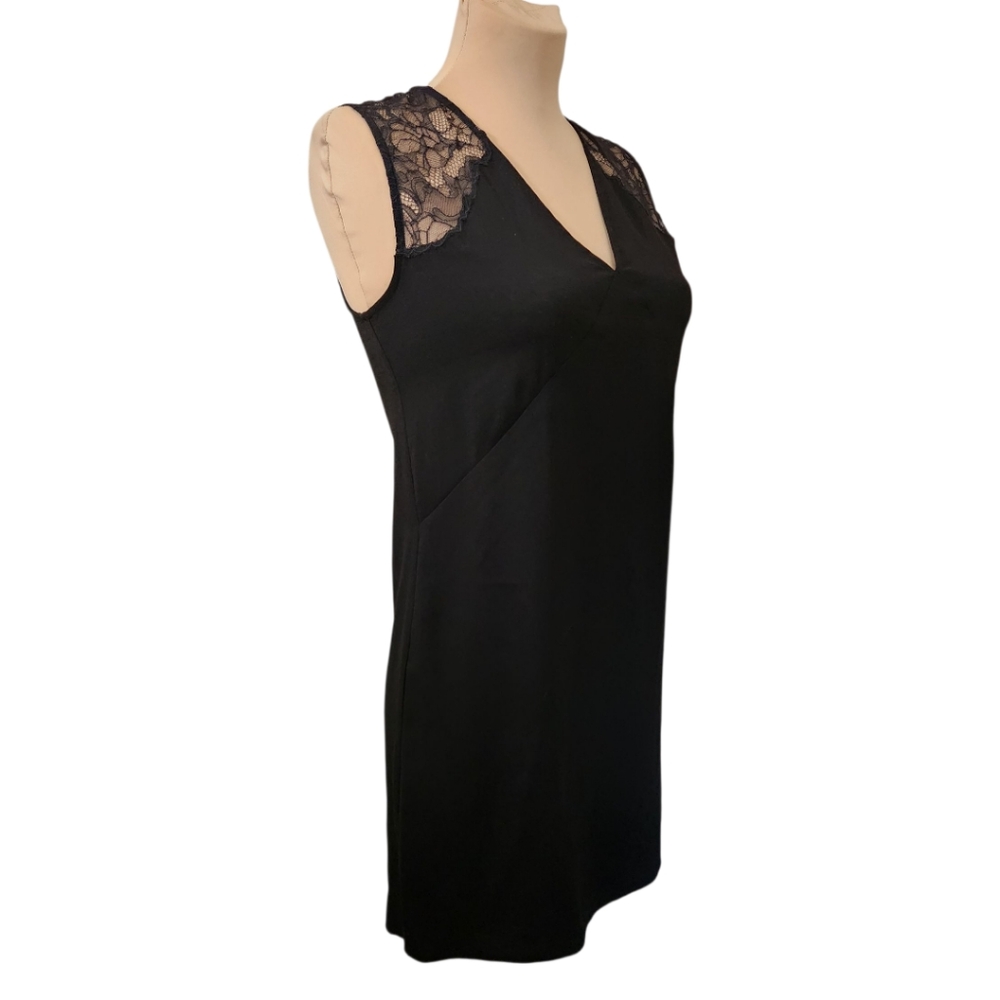 ALLSAINTS "Prism" Black Lace Trimmed Mini Dress - Size 4 - Picture 7 of 15